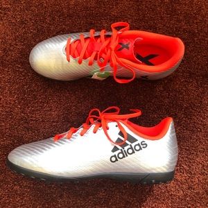 Adidas Junior Turf Soccer Shoes Silver Metallic